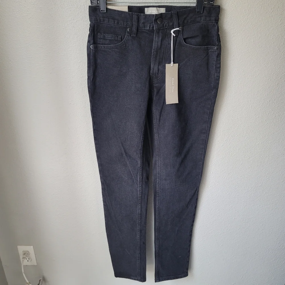 NWT Everlane The Slim Fit Jean, Size 28 x 32, Color Washed Black